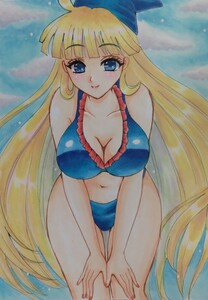 Art hand Auction Hand-drawn illustration Puyo Puyo Witch☆ Swimsuit A5, Comics, Anime Goods, Hand-drawn illustration