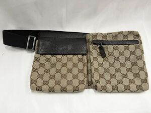 ② GUCCI Gucci body bag waist bag GG canvas back belt bag beige Brown [S]