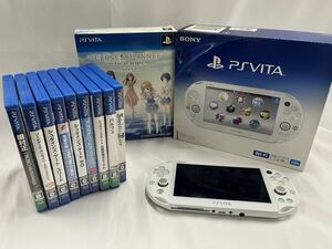 ② SONY PSVITA PCH-2000 初期化済み 付属品ありソフト11枚セットホワイト Wi-Fiモデル 【Ｓ】