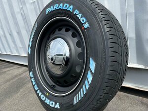 純正車高装着可! 16インチ 7j+38 215/65R16C 4本セット 新品 タイヤホイールセット ハイエース レジアスエース 鉄チン ヨコハマ パラダ 黒