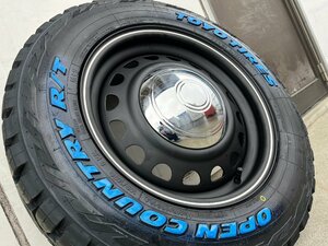 車検対応!! 16インチ 7j+38 215/65R16C 4本セット 新品 タイヤホイールセット ハイエース 鉄チン ホワイトレター TOYO オープンカントリー