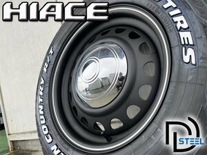 4本セット!! 16インチ 7j+38 215/65R16C 新品 タイヤホイールセット ハイエース レジアスエース スチール 鉄チン ホワイトレター トーヨー