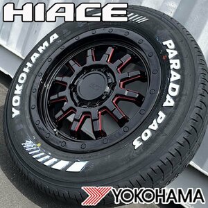 ドレスアップ!! ホワイトレター 215/65R16 ハイエース 200系 16インチ ヨコハマ パラダ PA03 タイヤホイール 4本セット 純正車高対応