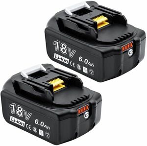 【2個セット・送料無料】マキタ 互換バッテリー 6.0Ah 18V BL1830 BL1850 BL1860b対応 DC18rc 充電器