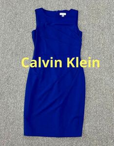 Calvin Klein 鮮やか　ライトブルー　サイドタック　ドレス　ワンピース