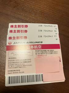JAL 日本航空 株主優待券 3枚航空券 搭乗期限24年5月末