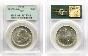 アメリカ　50セント銀貨　1936年　未使用品　CLEVELAND　PCGS(MS63)
