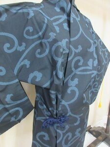 1 jpy superior article silk door garment Japanese clothes coat Indigo mud Ooshima pongee flower Tang .olientaru.. stylish high class . length 80cm.65cm[ dream job ]***