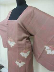 1円 良品 正絹 道行着 和装コート 和服 縮緬 絞り 鹿の子 桐 花柄 草花 高級 袷 身丈82cm 裄63cm【夢職】★★★