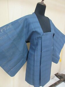 1円 良品 正絹 道行着 絽 夏物 和装コート 和服 水色 菱 縞 花柄 高級 単衣 身丈75cm 裄62cm【夢職】★★★