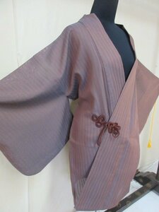 1円 良品 正絹 羽織 和装コート 和服 紗 夏物 暈し グラデーション 縞 無地 高級 単衣 身丈85cm 裄68cm【夢職】★★★