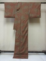 1円 良品 正絹 着物 小紋 縮緬 和装 和服 オリエンタル更紗 花唐草 裂取 可愛い お洒落 高級 袷 身丈157cm 裄66cm【夢職】★★★_画像3