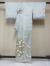 1円 良品 正絹 着物 訪問着 縮緬 式典 和装 和服 金彩 椿 枝垂れ花 八重梅 高級 袷 身丈150cm 裄62cm ◆逸品◆【夢職】★★★★_画像3