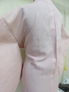 1 jpy superior article silk feather woven Japanese clothes coat . summer thing plain peach color pink floral print stylish high class single . length 73cm.64cm[ dream job ]***