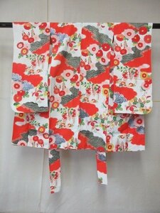 1 иен б/у натуральный шелк женщина . ребенок кимоно .. "Семь, пять, три" японский костюм японская одежда античный retro . цветочный принт высококлассный . длина 94cm.50cm[ сон работа ]***