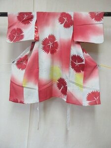 1 иен б/у натуральный шелк женщина . ребенок кимоно . лето предмет "Семь, пять, три" японский костюм японская одежда античный retro .. цветочный принт высококлассный одиночный . длина 81cm.43cm[ сон работа ]***