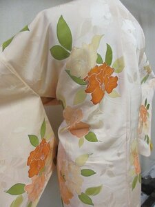 1円 良品 正絹 羽織 和装コート 和服 縮緬 牡丹 花柄 草花 高級 袷 身丈78cm 裄66cm【夢職】★★★