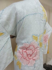 1 jpy superior article silk feather woven Japanese clothes coat .. total aperture stop deer. ... floral print . flower branch leaf branch flower stylish high class . length 75cm.65cm[ dream job ]***