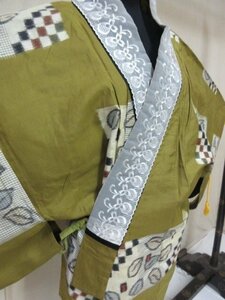 1 jpy superior article silk door garment Japanese clothes coat pongee .. antique Taisho ...... square fancy cardboard . flower high class . length 81cm.67cm[ dream job ]***