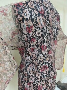 1 jpy superior article .. feather woven ... Japanese clothes coat Japanese clothes . summer thing see-through race floral print high class single . length 74cm.66cm[ dream job ]***