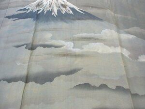 1 jpy used silk long kimono-like garment for man Japanese clothes Japanese clothes antique Taisho romance Mt Fuji . high class . good-looking . length 130cm.66cm[ dream job ]**