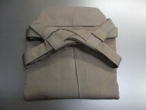 1円 良品 正絹 行灯袴 男性用 アンティーク 茶色 縞 式典 和装 和服 紐下82cm 高級【夢職】★★★_画像1