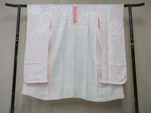 1円 中古 正絹 長襦袢 振袖用 式典 和装 和服 桃色 暈し グラデーション 花柄 花亀甲 袷 身丈122cm 裄65cm【夢職】★★★