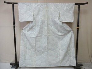 1円 良品 正絹 着物 紬 和装 和服 白 縞 花柄 かわいい おしゃれ 高級 袷 身丈152cm 裄61cm【夢職】★★★