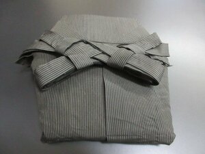 1円 中古 正絹 馬乗り袴 男性用 アンティーク 茶色 縞 式典 和装 和服 紐下82.5cm 高級【夢職】★★★