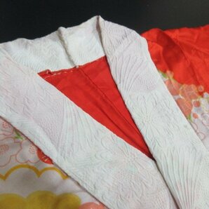 1円 良品 正絹 長襦袢 縮緬 紅絹 式典 和装 和服 アンティーク 大正ロマン 花丸 松竹梅 袷 身丈131cm 裄63cm【夢職】★★★の画像1