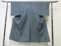 1円 良品 正絹 長着 着物 夏紬 夏物 男性用 和装 和服 縞 幾何学 抽象 単衣 身丈132cm 裄66cm ◆逸品◆【夢職】★★★★_画像1