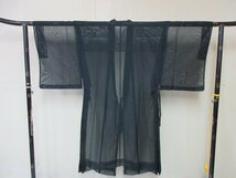 1円 良品 正絹 法衣 黒衣 紗 夏物 御祭服 師衣 神主 神官 衣装 法衣店 京都 装束 お寺 神社 無地 身丈112cm【夢職】★★★_画像1