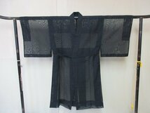 1円 良品 正絹 法衣 黒衣 紗 夏物 御祭服 師衣 神主 神官 衣装 法衣店 京都 装束 お寺 神社 無地 身丈113cm【夢職】★★★_画像1