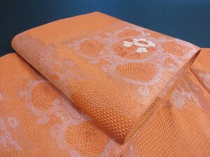 1円 良品 正絹 開き名古屋帯 和装 オリエンタル更紗 花唐草 六通柄 八寸帯 高級 長さ362cm【夢職】★★★