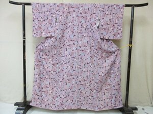 1 jpy superior article silk kimono fine pattern .. Japanese clothes Japanese clothes purple small flower floral print lovely stylish high class . length 146cm.64cm[ dream job ]***