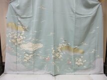 1円 良品 正絹 着物 訪問着 縮緬 式典 和装 和服 雲 鹿の子 花柄 四季花 高級 袷 身丈157cm 裄65cm ◆逸品◆【夢職】★★★★_画像6