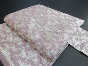 1円 良品 正絹 名古屋帯 和装 和服 絽 縮緬 アンティーク 紫 波 荒波 全通柄 九寸帯 高級 長さ318cm【夢職】★★★