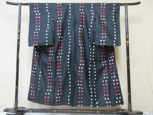 1 jpy superior article silk kimono fine pattern .. pongee Japanese clothes antique Taisho romance black polka dot stylish high class . length 139cm.64cm[ dream job ]***