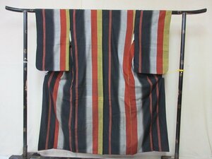 1 jpy superior article silk kimono pongee Japanese clothes Japanese clothes antique Taisho romance stripe . pretty stylish high class . length 140cm.64cm[ dream job ]***