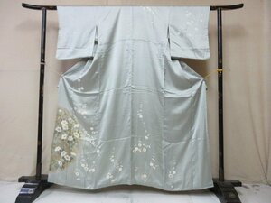 1 jpy superior article silk kimono visit wear .. type . Japanese clothes Japanese clothes gold paint . branch shide . flower . -ply plum high class . length 150cm.62cm * excellent article *[ dream job ]****