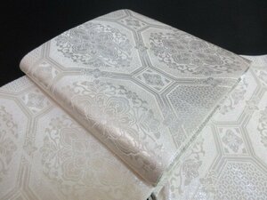 1 jpy superior article silk double-woven obi .. west . woven gold thread silver thread ... writing olientaru.. flower Tang . stylish six through pattern length 418cm * excellent article *[ dream job ]****