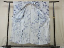 1円 中古 正絹 着物 小紋 紗 夏物 和装 和服 アンティーク 萩 秋草 草花 高級 単衣 身丈140cm 裄62cm【夢職】★★★_画像2