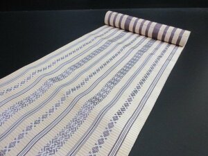 1 jpy used silk Nagoya obi genuine . front Hakata woven antique . summer thing ... plate .. on flower . white high class obi ground length 356cm[ dream job ]***