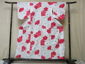 1 jpy superior article .. kimono fine pattern . summer thing ... Japanese clothes Japanese clothes white floral print . flower stylish high class single . length 145cm.64cm[ dream job ]***