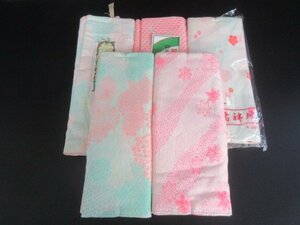 1 jpy superior article .. silk cloth unused long kimono-like garment floral print .. pretty pattern together 6 point remake peace pattern hobby [ dream job ]***