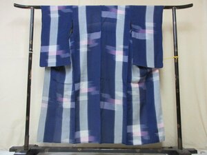 1 jpy superior article silk kimono fine pattern . summer thing Japanese clothes Japanese clothes antique Taisho romance navy blue . writing sama . high class single . length 141cm.63cm[ dream job ]***