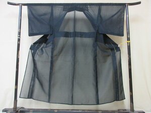 1 jpy superior article silk length put on kimono . summer thing for man Japanese clothes Japanese clothes navy blue plain single . length 140cm.69cm * excellent article *[ dream job ]****