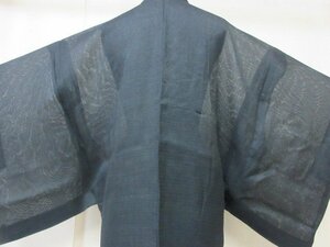1 jpy superior article silk length feather woven . summer thing Japanese clothes Japanese clothes antique black . none plain for man single . length 95cm.66cm[ dream job ]***