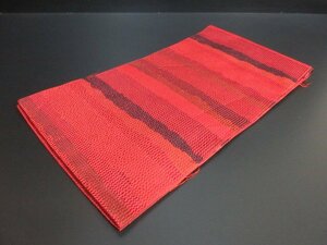 1 jpy superior article silk Nagoya obi genuine . front Hakata woven Japanese clothes red ..... what ... high class unused [ dream job ]***