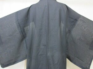 1 jpy superior article silk length feather woven . summer thing Japanese clothes Japanese clothes antique black . none plain for man single . length 101cm.67cm[ dream job ]***
